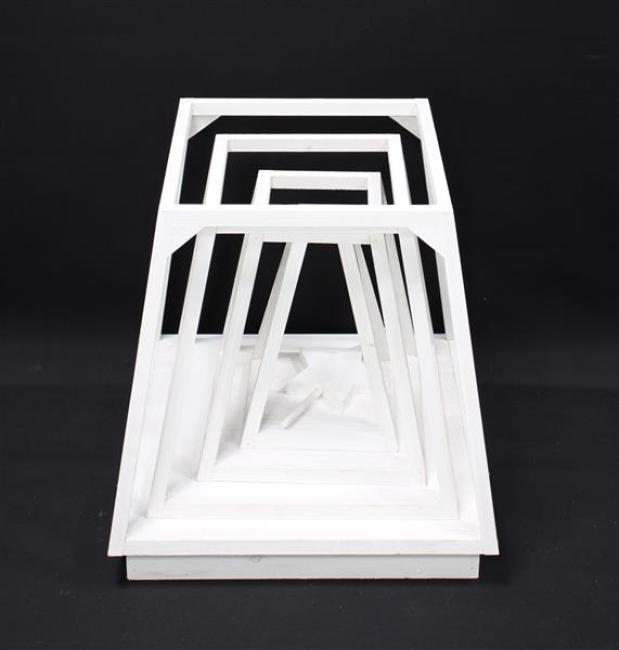 Dekotanne "Shabby White" aus Holz, weiß, Pyramide mit 4 Ebenen, 175 cm hoch, Regal