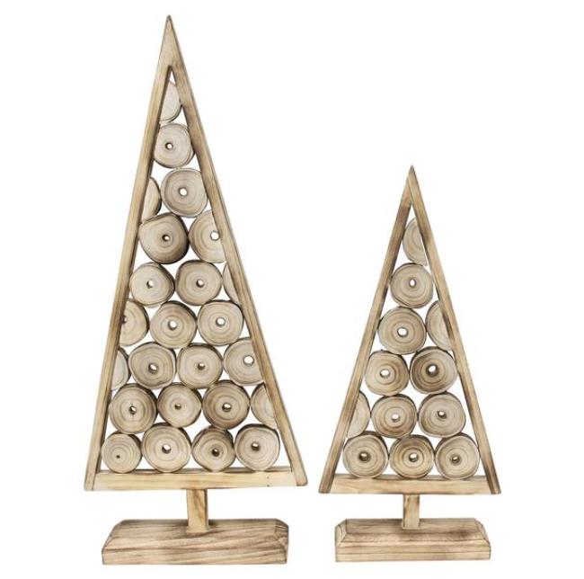 Preview: 2x Dekofigur "Tannenbaum" aus Holz, 80 + 110 cm hoch, Weihnachtsdeko, Holzdeko