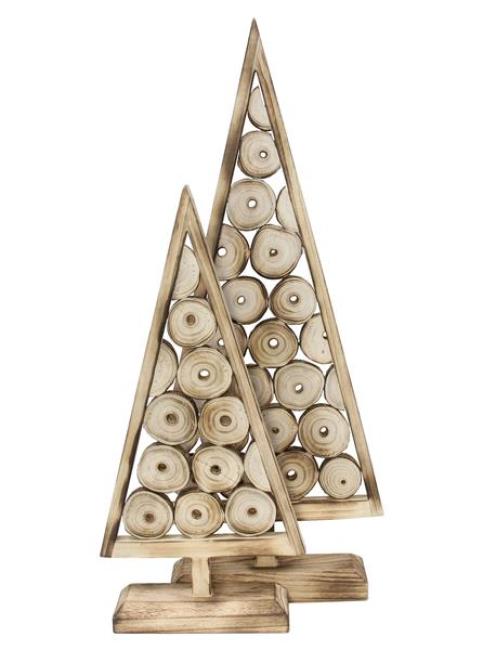 Preview: 2x Dekofigur "Tannenbaum" aus Holz, 80 + 110 cm hoch, Weihnachtsdeko, Holzdeko