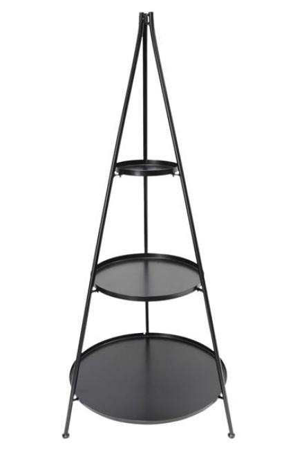 Preview: XXL Etagere "Klassik" aus Metall, 128 cm hoch, matt schwarz, 3-stöckig, Tortenständer, Obstetagere, Regal