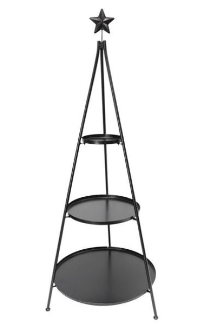 Preview: XXL Etagere "Klassik" aus Metall, 128 cm hoch, matt schwarz, 3-stöckig, Tortenständer, Obstetagere, Regal