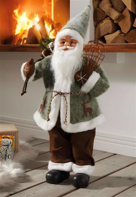 Preview: Dekofigur "Santa" 60 cm hoch, Deko Weihnachtsmann mit Schneeschuhen & Geschenke-Sack, Nikolaus, Santa Claus Figur