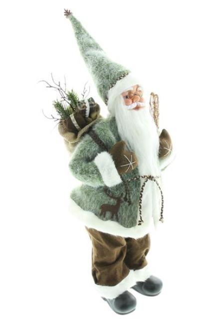 Preview: Dekofigur "Santa" 60 cm hoch, Deko Weihnachtsmann mit Schneeschuhen & Geschenke-Sack, Nikolaus, Santa Claus Figur