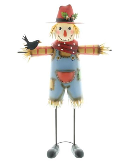 Preview: Dekofigur "Vogelscheuche" aus Metall, 76 cm hoch, stehende Gartendeko, Herbstdeko