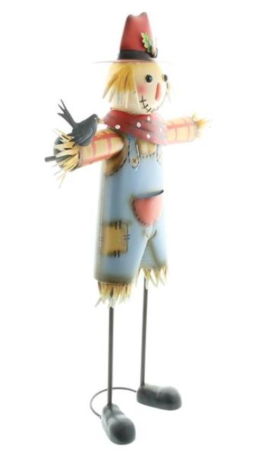 Dekofigur "Vogelscheuche" aus Metall, 76 cm hoch, stehende Gartendeko, Herbstdeko