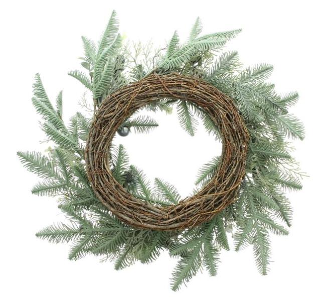 Preview: großer Dekokranz "Winterzauber" aus Reisig & Kunststoff, Ø 55 cm, Türkranz, Wandkranz, Winterkranz