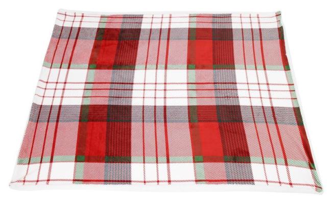 Preview: Kuscheldecke "Weihnachtskaro" weich, 130x160 cm, kariert, Flanell Decke, Sofadecke, Couchdecke, Wohndecke
