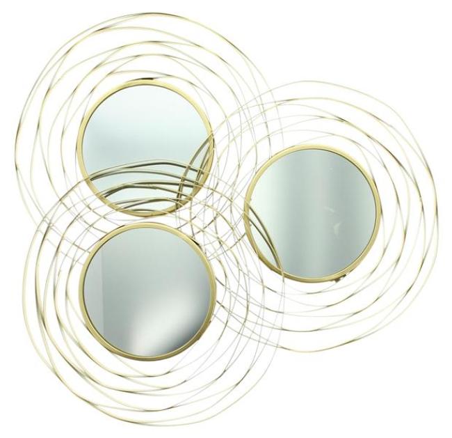 3x Spiegel "Gold" aus Metall, rund, Ø 24 cm, Wandspiegel, Wanddeko, Dekospiegel, Wandschmuck