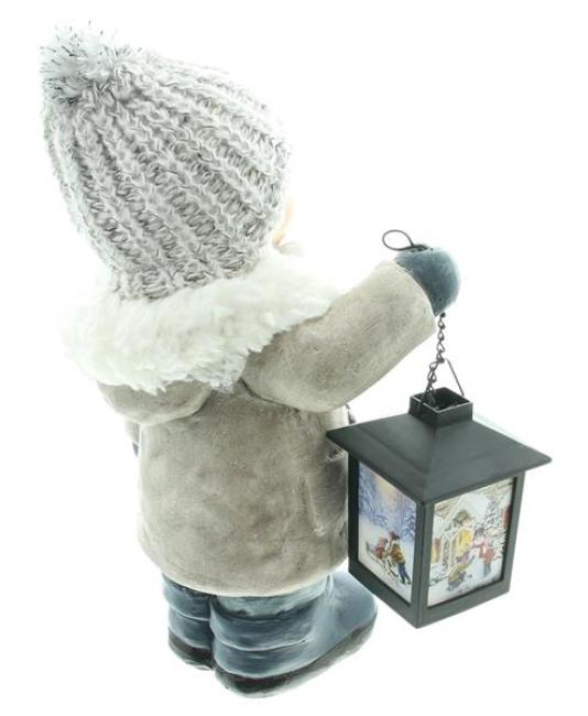 Dekofigur "Junge" mit LED Laterne, 31 cm hoch, Winterdeko, Weihnachtsdeko