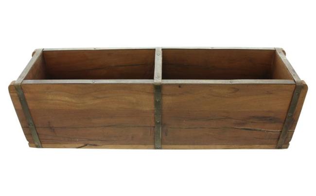Preview: Aufbewahrungsbox "Doppel" aus Holz, rustikale Holzkiste, Pflanzkasten, Dekokiste, Blumenkasten für Innen, Balkon & Garten
