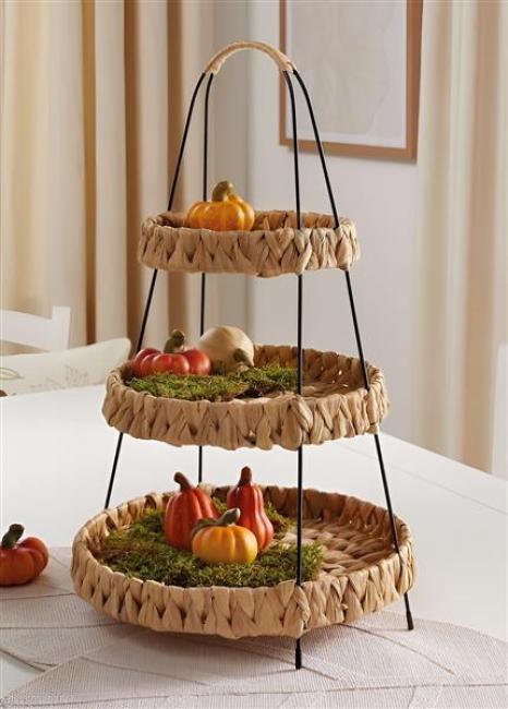 Preview: Etagere "Wasserhyazinthe" 52 cm hoch mit 3 Etagen, Obstetagere, Servierplatte, Cupcake & Muffin Ständer