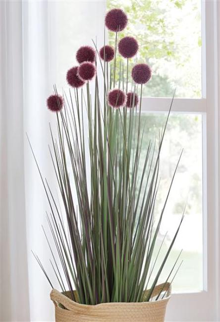 Preview: Topfpflanze "Allium" 90 cm hoch, Kunstpflanze, Dekopflanze, Ziergras, Dekogras