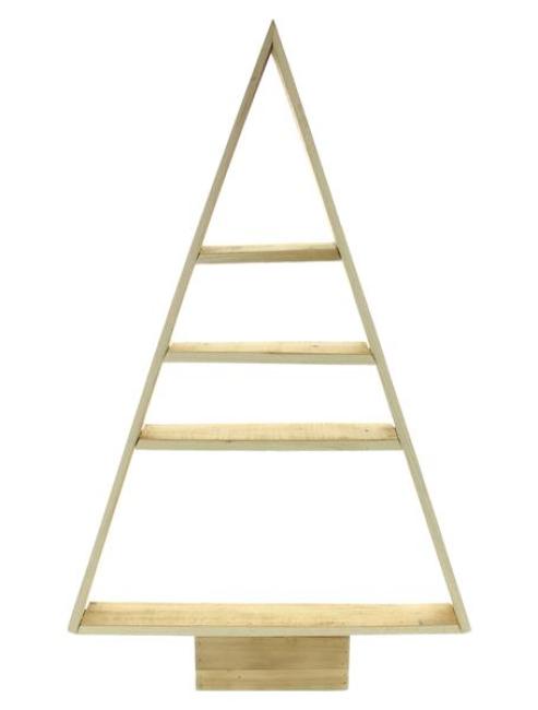 Preview: Dekotanne "Rustikal" aus recyceltem Holz, 78 cm hoch, Regal mit 4 Ebenen, Pyramide