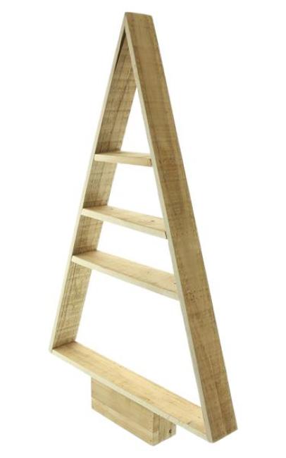 Preview: Dekotanne "Rustikal" aus recyceltem Holz, 78 cm hoch, Regal mit 4 Ebenen, Pyramide