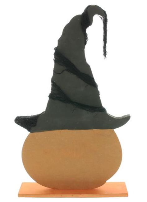 Dekofigur "Hexenkürbis" aus Holz, 59 cm hoch, Halloweendeko, Herbstdeko