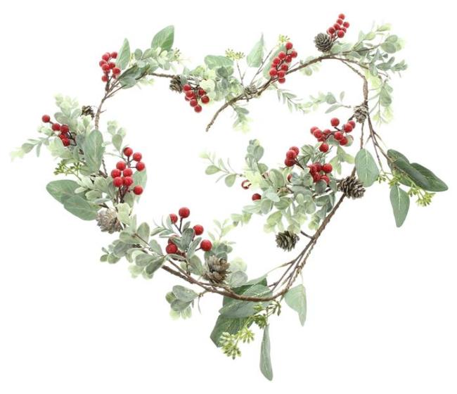 Girlande "Rote Beeren" 150 cm lang, aus biegsamen Kunststoff, Wanddeko, Fenstergirlande, Tischdeko
