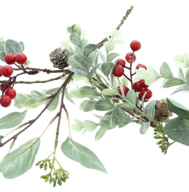 Girlande "Rote Beeren" 150 cm lang, aus biegsamen Kunststoff, Wanddeko, Fenstergirlande, Tischdeko