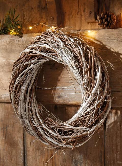 Dekokranz "Rustikal" Ø 30 cm, Magnolien & Ulmen Zweige, Wandkranz, Türkranz, Tischkranz