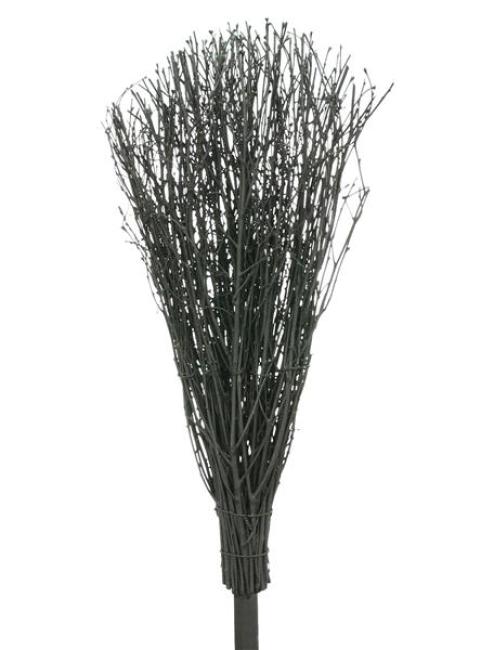 Preview: Dekobesen "Hexenbesen" schwarz aus Birkenreisig, 90 cm hoch, Reisigbesen, Halloweendeko, Eingangsdeko, Gartendeko für Draußen