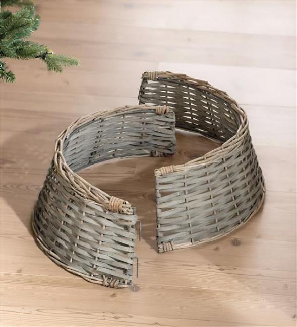 Preview: Weihnachtsbaumring "Grey" aus Naturgeflecht, grau, Ø 55 cm, Weihnachtsbaumrock, Christbaumständer-Abdeckung, Baumrock
