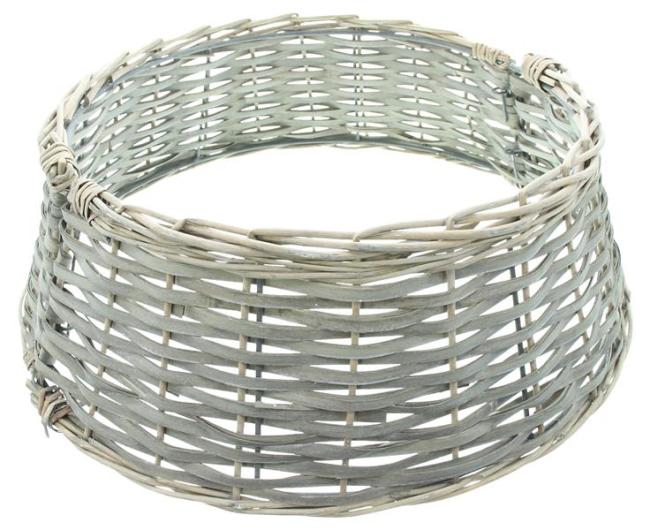 Preview: Weihnachtsbaumring "Grey" aus Naturgeflecht, grau, Ø 55 cm, Weihnachtsbaumrock, Christbaumständer-Abdeckung, Baumrock