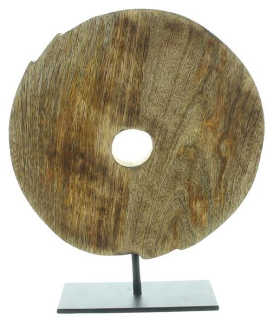 Preview: Skulpur "Circle" aus Mango Holz und Aluminium in silber, Ø 24 cm, Dekoobjekt, Holzdeko