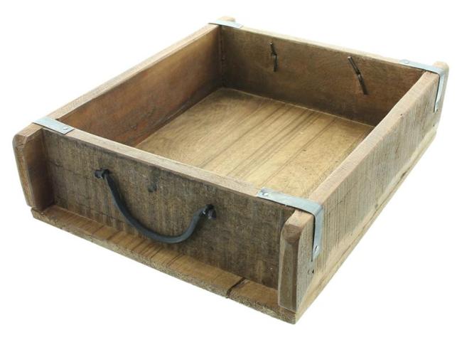 Preview: Dekobox "Rustikal" aus Holz, 31x26 cm, Pflanzkasten, Aufbewahrungskiste, Holzkiste