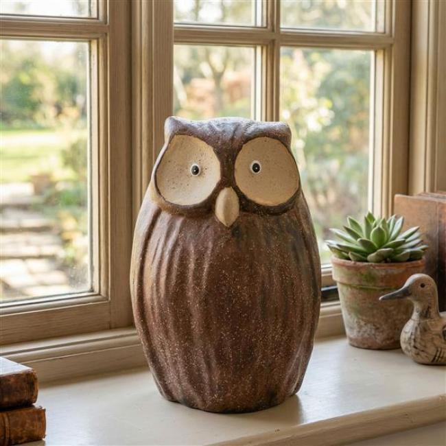 Preview: Dekofigur Eule "Mariella" aus Terracotta, 19 cm hoch, Dekoeule