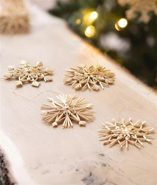 Preview: 20 Stück Strohsterne "Tradition" aus Stroh, Ø 9 cm, Dekohänger, Weihnachtsbaumschmuck