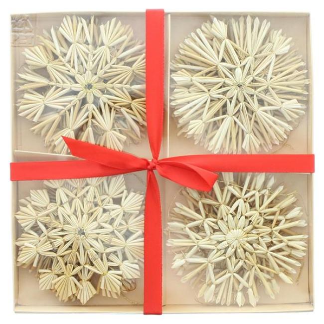 20 Stück Strohsterne "Tradition" aus Stroh, Ø 9 cm, Dekohänger, Weihnachtsbaumschmuck