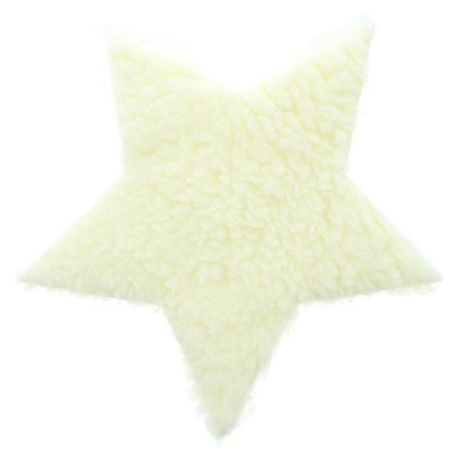 Preview: 2x Dekofell "Stern" in creme, Ø 40 cm, Kunstfell, Tischdeko, Sitzauflage