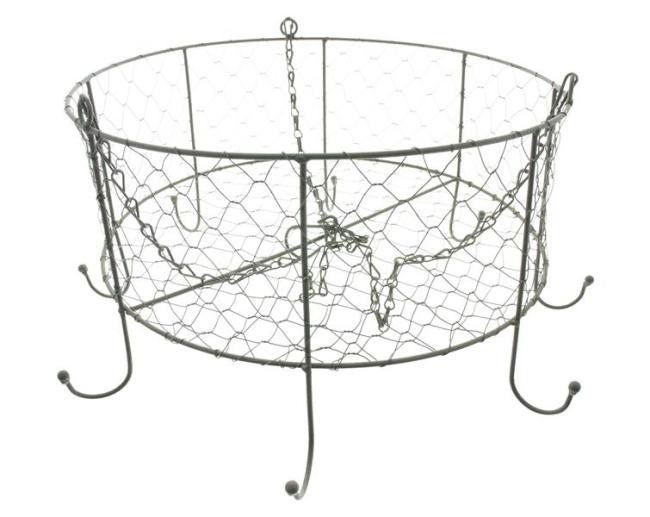 Kräuterkrone "Nostalgie" aus Metall, grau, Ø 35 cm, Deckenkrone mit 8 Haken, Küchenkrone, Kräuterhänger
