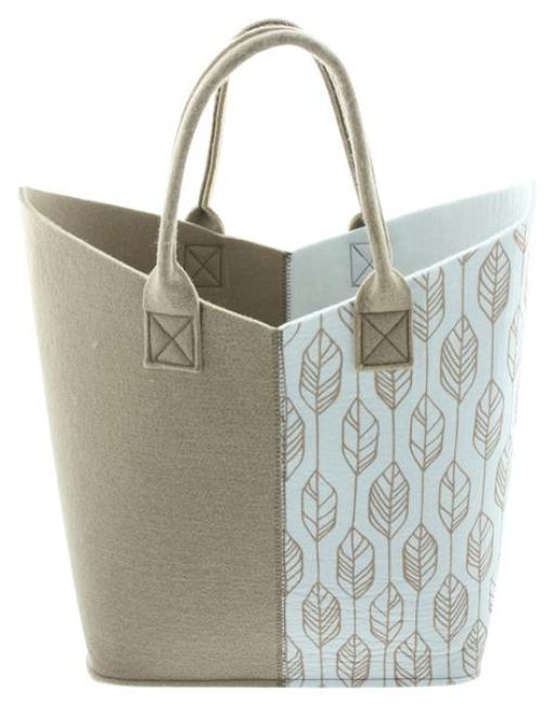 Preview: Shopper "Beige-Weiß" aus Filz, große Einkaufstasche, Filztasche, Tasche, Tragetasche