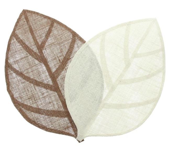 Preview: 4x Platzmatte "Blatt" aus Jute, beige + braun, 30x45 cm, Platzset, Tischset