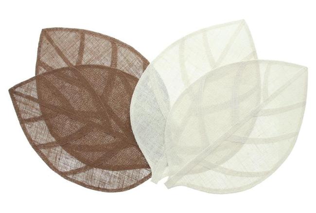 4x Platzmatte "Blatt" aus Jute, beige + braun, 30x45 cm, Platzset, Tischset
