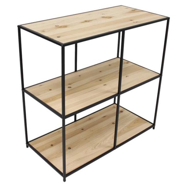 Preview: Regal "Modern Living" aus Holz & Metall, matt schwarz, 80x80 cm, 3 Böden, Wohnzimmerregal, Bücherregal
