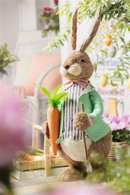 Preview: große Dekofigur "Herr Hase" 75 cm hoch, Osterhase, Osterdeko, Hasendeko