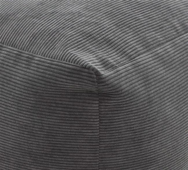 Sitzpouf "Grey" 40x40 cm, Bezug aus Feincord in grau, Sitzwürfel, Hocker, Sitzkissen
