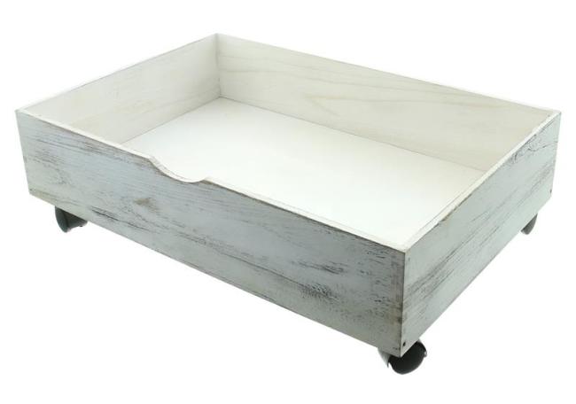 Preview: Bettschublade "Shabby" Bettkasten Schublade mit Rollen, weiß, Bettschubkasten
