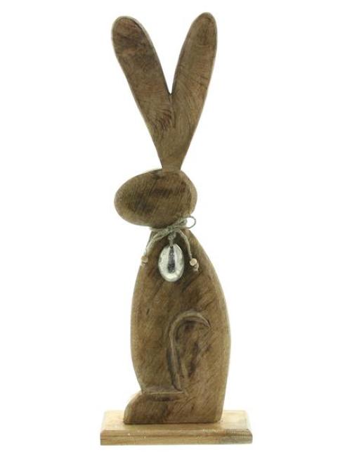 Preview: große Dekofigur "Osterhase" aus Mango Holz, 63 cm hoch, Osterdeko, Holzdeko, Osterfigur