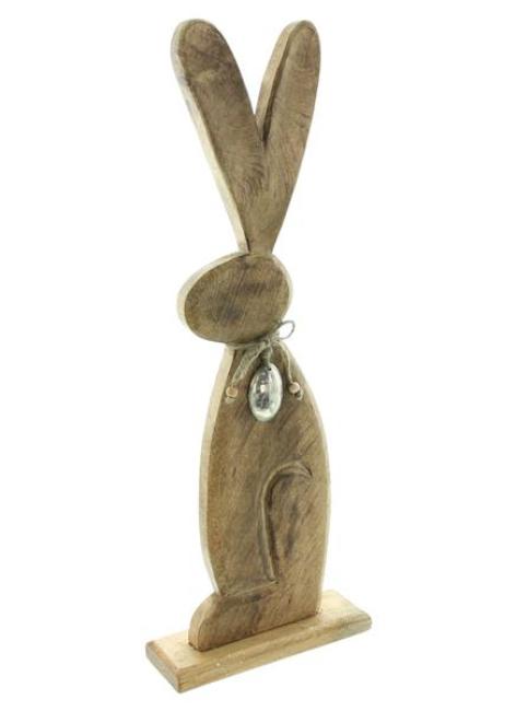 große Dekofigur "Osterhase" aus Mango Holz, 63 cm hoch, Osterdeko, Holzdeko, Osterfigur