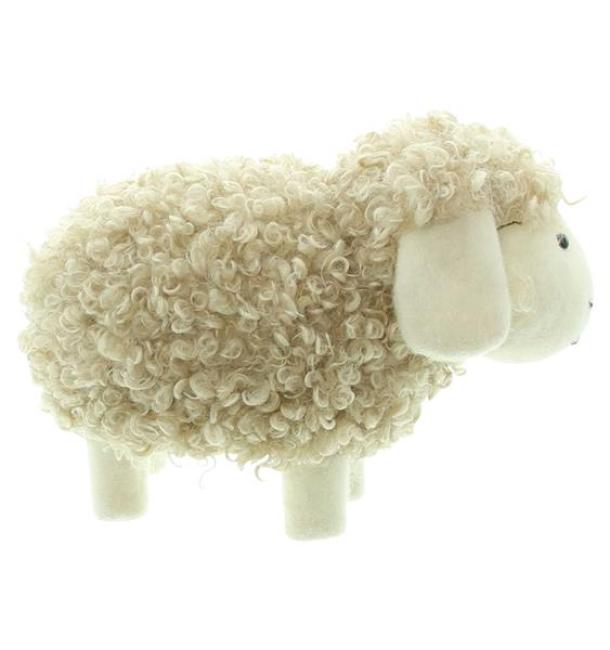 Preview: Dekofigur Schaf "Wolli" aus Filz & Textil, beige, 26 cm lang, Schäfchen, Osterdeko, Lamm