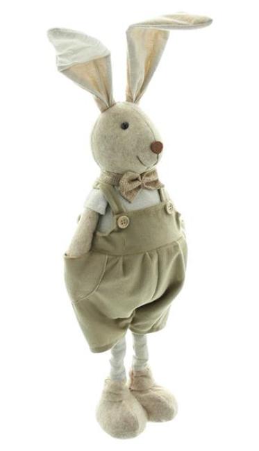 Preview: Dekofigur "Hase mit Latzhose" aus Textil, 46 cm hoch, Osterhase, Osterdeko, Osterfigur