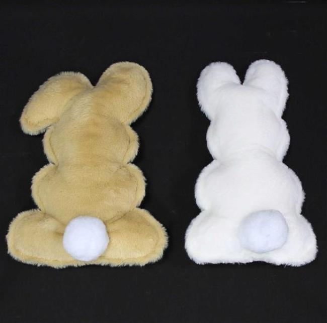 Preview: 2x Dekokissen "Häschen" Kuschelkissen aus Kunstfell in Hasen Form, weiß + braun, Hasenkissen, Osterhase, Sofakissen, Osterdeko