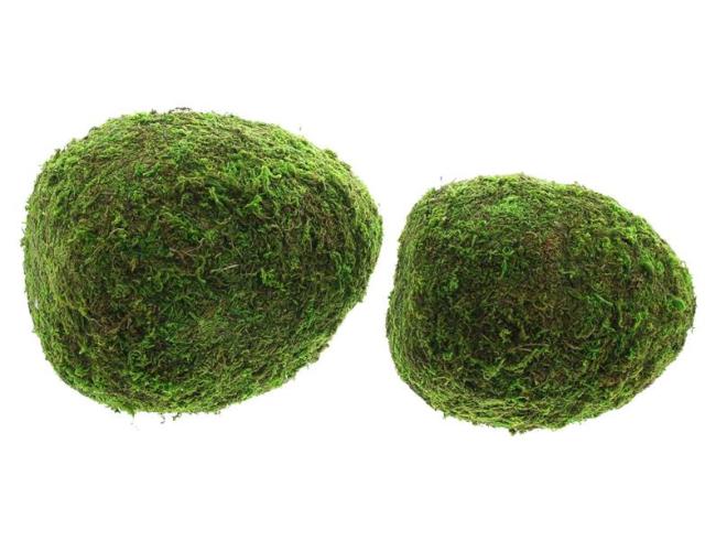 2 Dekoeier "Moos" Naturmoos auf Kunststoff, große Ostereier, 19 + 24 cm hoch, Osterdeko Set, Dekofigur