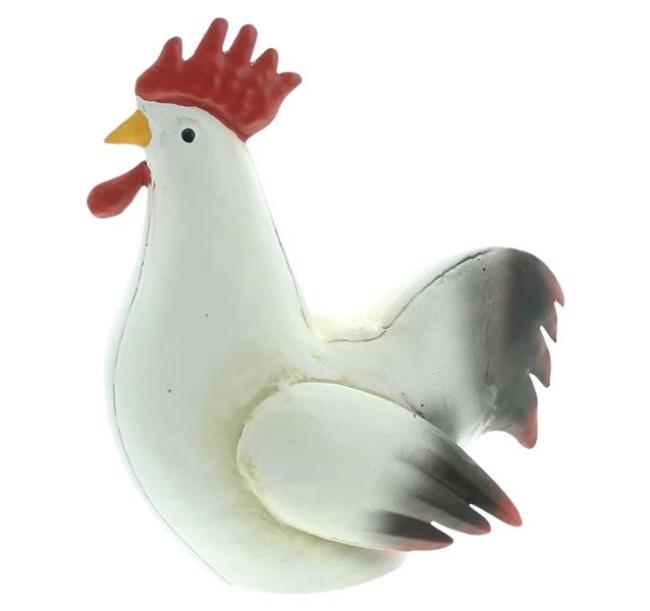 Preview: Dekofigur Hahn "Gallo" aus Metall, weiß, 19 cm hoch, Osterdeko, Hühnerdeko, Dekohuhn, Tischdeko