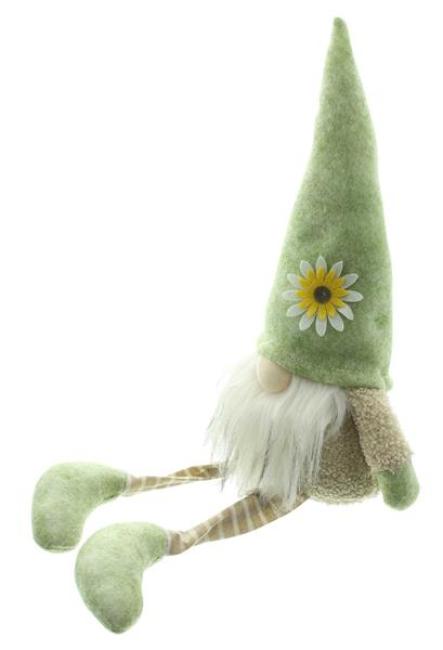 Kantenhocker Wichtel "Blumenmütze" Dekofigur 35 cm hoch, Frühlingswichtel, Dekowichtel