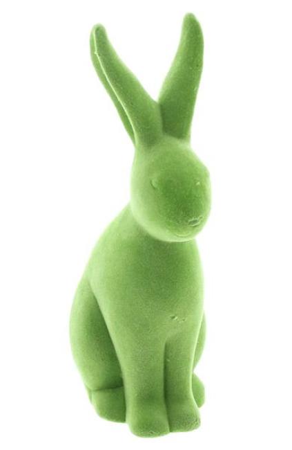 Preview: Osterhase "Samt" in grün, Hase aus Terracotta mit Samtbezug, 25 cm hoch, Dekofigur, Osterdeko, Osterfigur