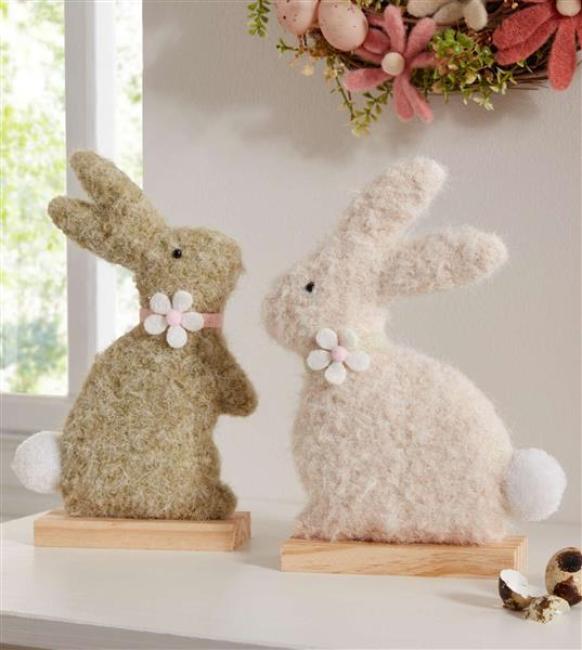 Preview: 2x Dekofigur "Häschen" aus Filz, Osterhase aus recyceltem PET, 23 cm hoch, Osterdeko, Osterfigur