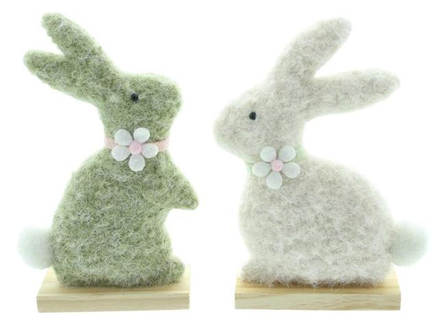 Preview: 2x Dekofigur "Häschen" aus Filz, Osterhase aus recyceltem PET, 23 cm hoch, Osterdeko, Osterfigur